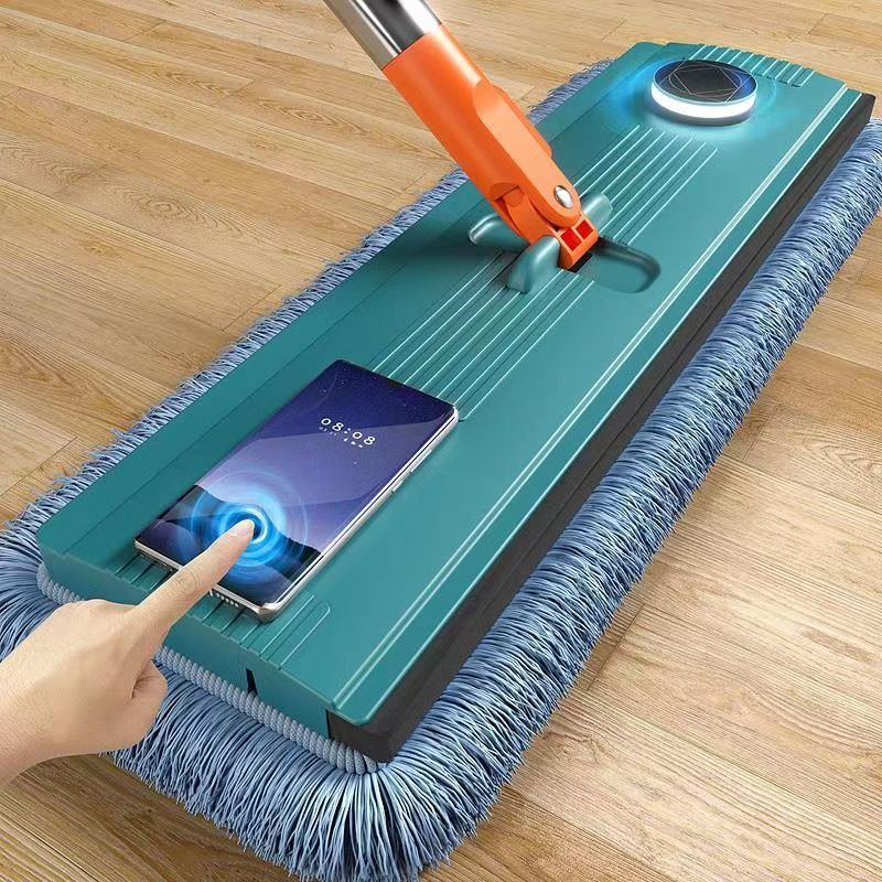 Floor cleaning brush with one swipe, no hand washing lazy person mop bucket for indoor large floor sweeper, dry and wet two-in-one use