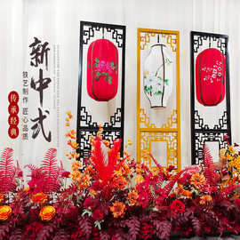 新款中式汉唐手绘灯笼路引仿古铁艺中国风舞台婚庆道具汉婚装饰
