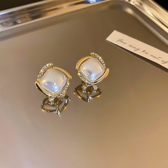 925银针镶钻珍珠耳钉女小众精致高级感耳环韩国简约轻奢气质耳饰