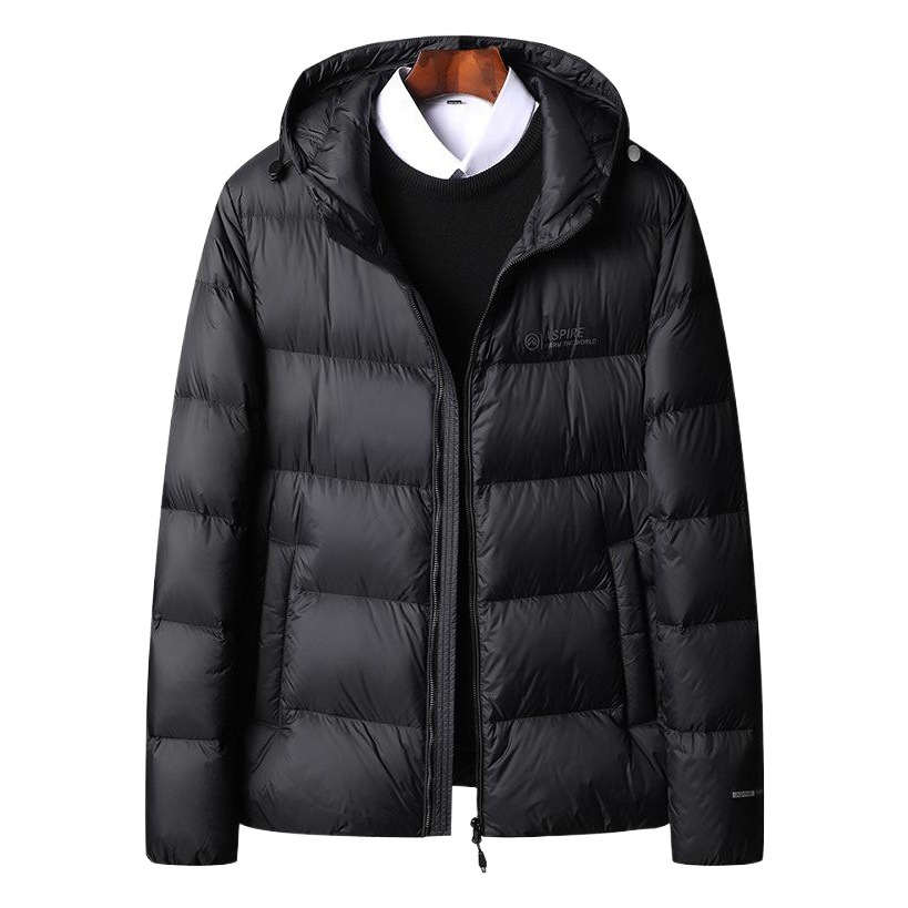 Invierno nuevo simple todo partido con capucha abajo chaqueta hombres engrosada joven y de mediana edad a prueba de frío caliente moda pan abajo chaqueta