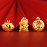 Золотой 999 Золотой счастливый кот с пряжкой, кулон с замком с длинной жизнью, трехмерный двусторонний золотой кулон, живые продажи подарков