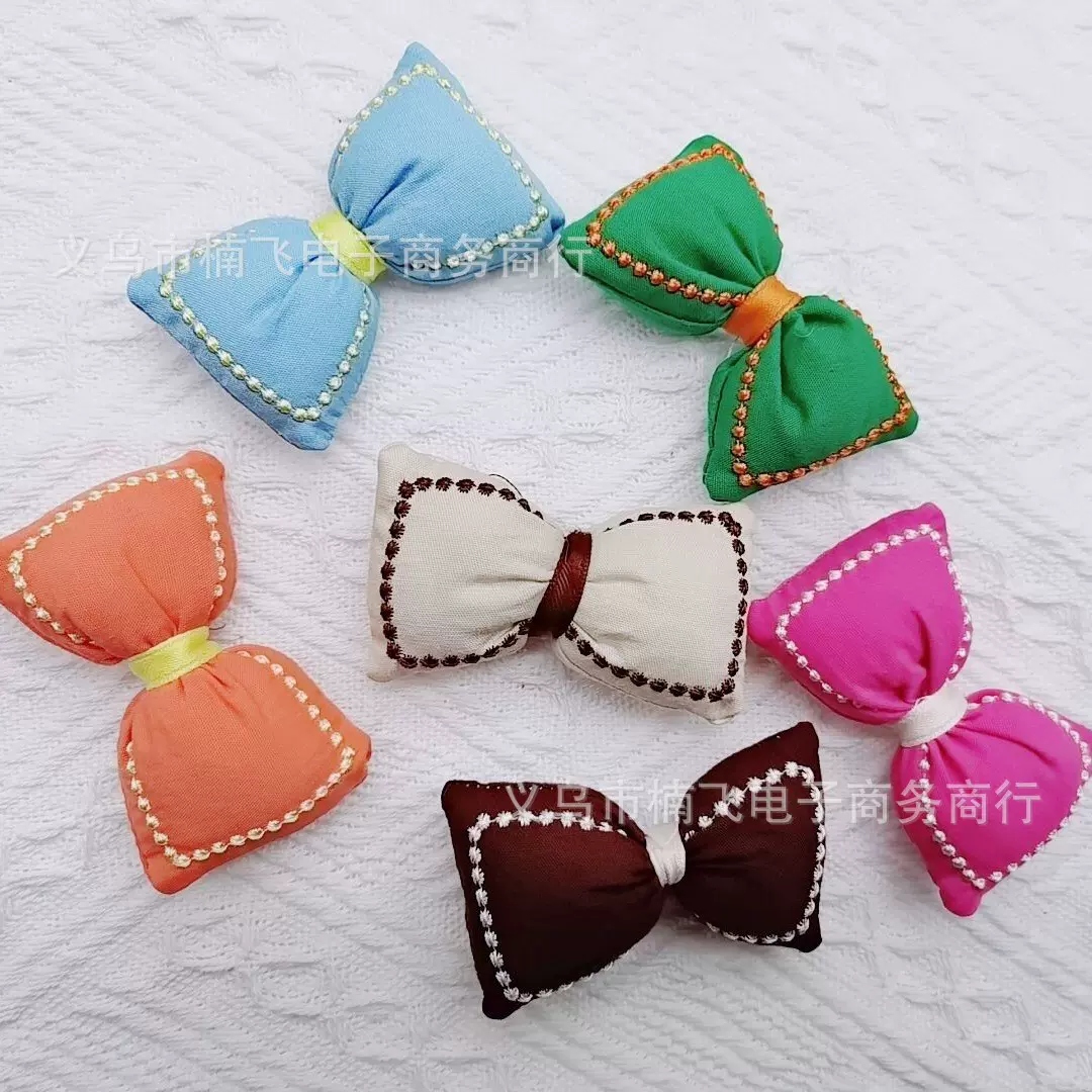 韩版新款布艺花朵蝴蝶结立体甜美百搭发圈少女头饰包包服装辅料