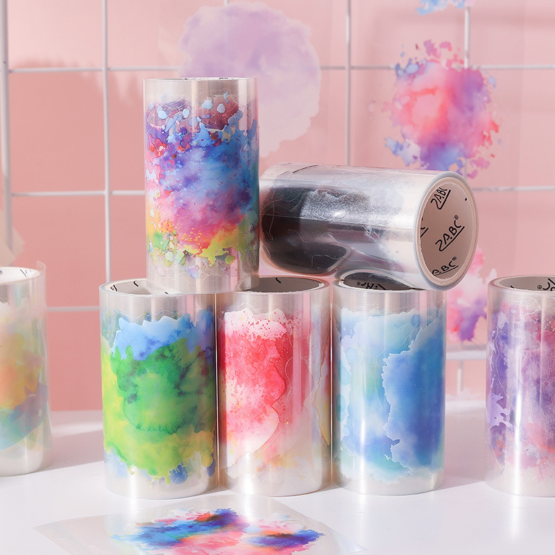 tinta teñida Shaohua caja de cinta adhesiva impermeable transparente para mascotas diy libro de mano diario pegatinas de tinta artística transfronteriza pegatinas de viento de tinta