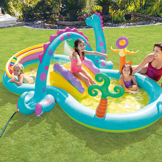 INTEX Thickened Swimming Pool Fishing Pool Inflatable Ball Pool Baby Play Pool Swimming Pool Household Swimming Pool with Slide