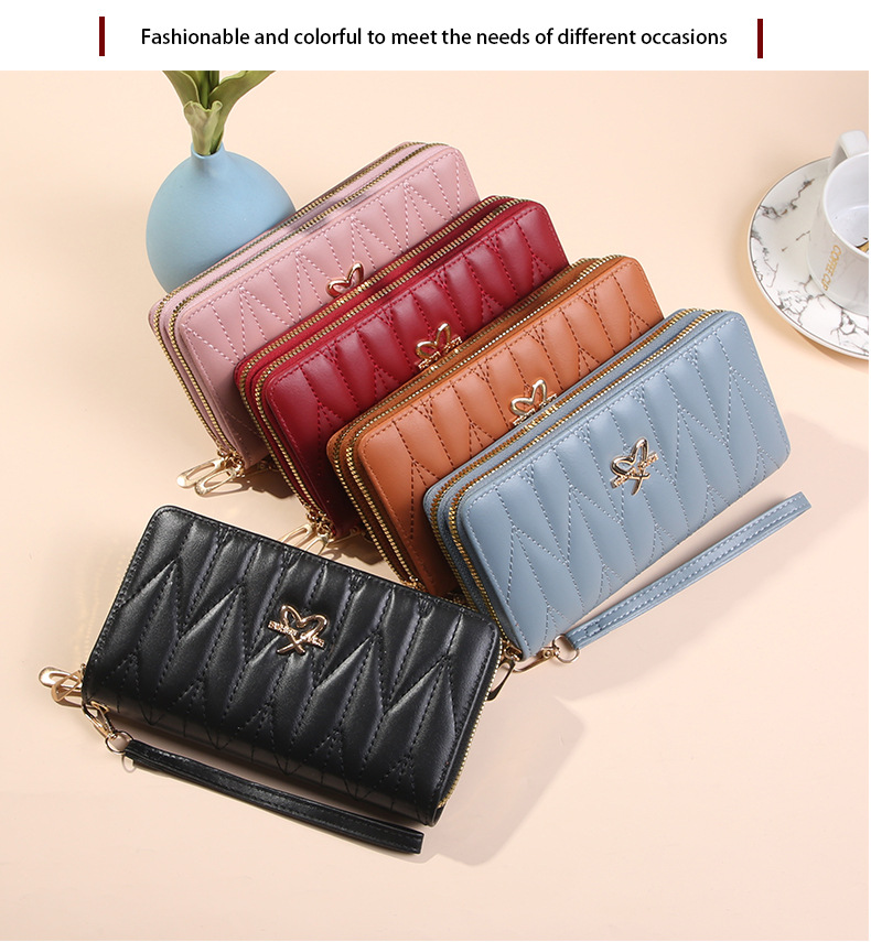 165g Weight Polyester Lining Material Zipper Closure Type Long Wallets Bags Type 1 Piece Quantity Daily Occasion Pu Leather Material Heart Shape, Solid Color Pattern All Seasons Season Women's Gender Simple Style Style Square Shape Women's Heart Shape Solid Color Pu Leather Zipper Long Wallets 1