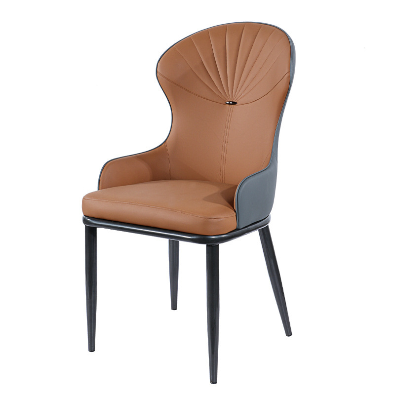 Fábrica al por mayor restaurante minimalista moderno taburete de comedor de hierro respaldo silla de ocio restaurante doméstico mesa de comedor blanda silla