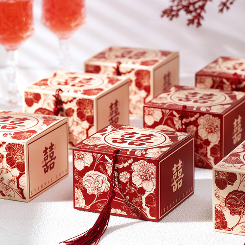 New Chinese wedding candy box 2024 new wedding candy box creative engagement souvenir return gift wedding candy bag packaging box