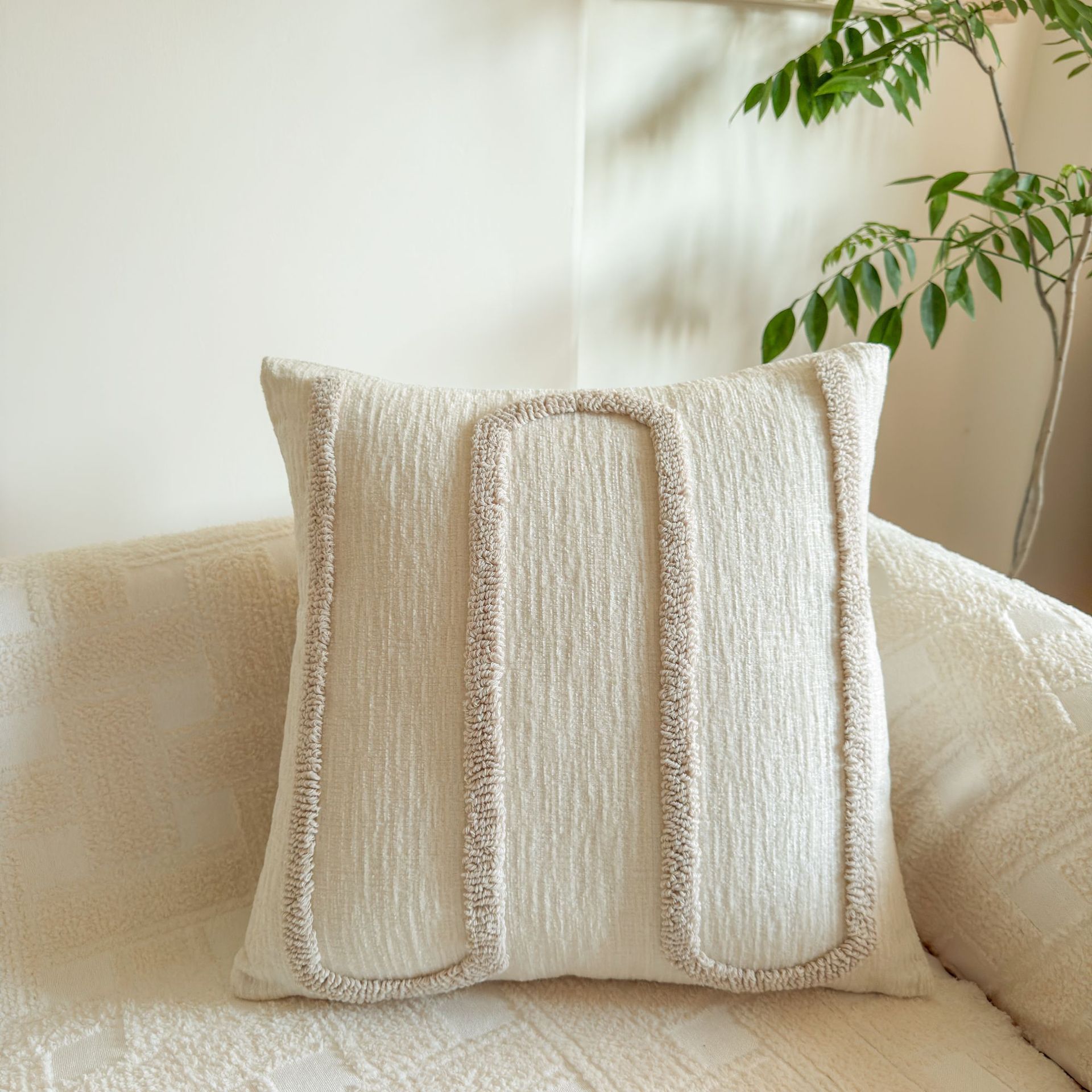 Nórdico inswind almohada simple versátil sala de estar sofá cojín dormitorio ventana flotante cabeza de cama respaldo cojín almohada cubierta