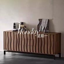 法式复古做旧餐边收纳柜侘寂风样板间客厅实木多功能玄关储物斗柜