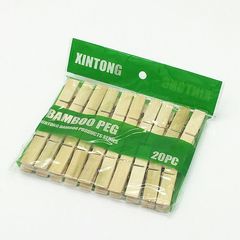 Factory supply 20-piece set bamboo clothespins, natural bamboo clips, sock clips, undergarment clips, small clips