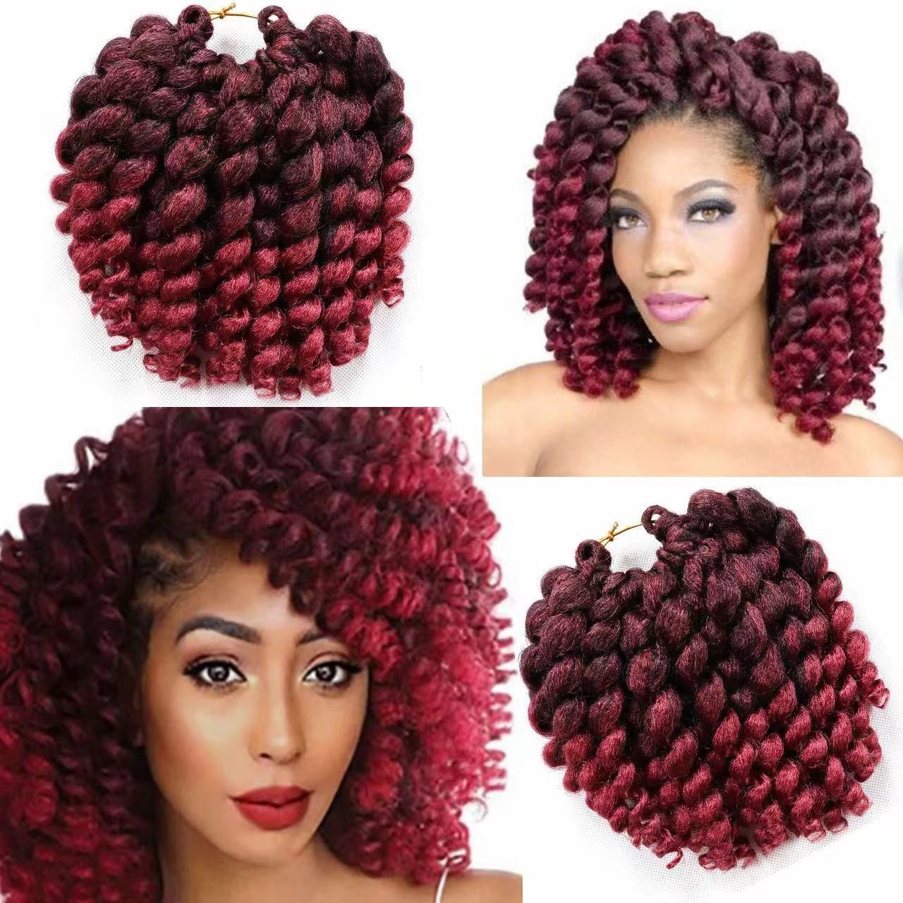 8 pulgadas corta fibra química ganchillo pelo pelo pelo Wand Curl África trenzada tornillo extensión de pelo pequeño resorte en stock