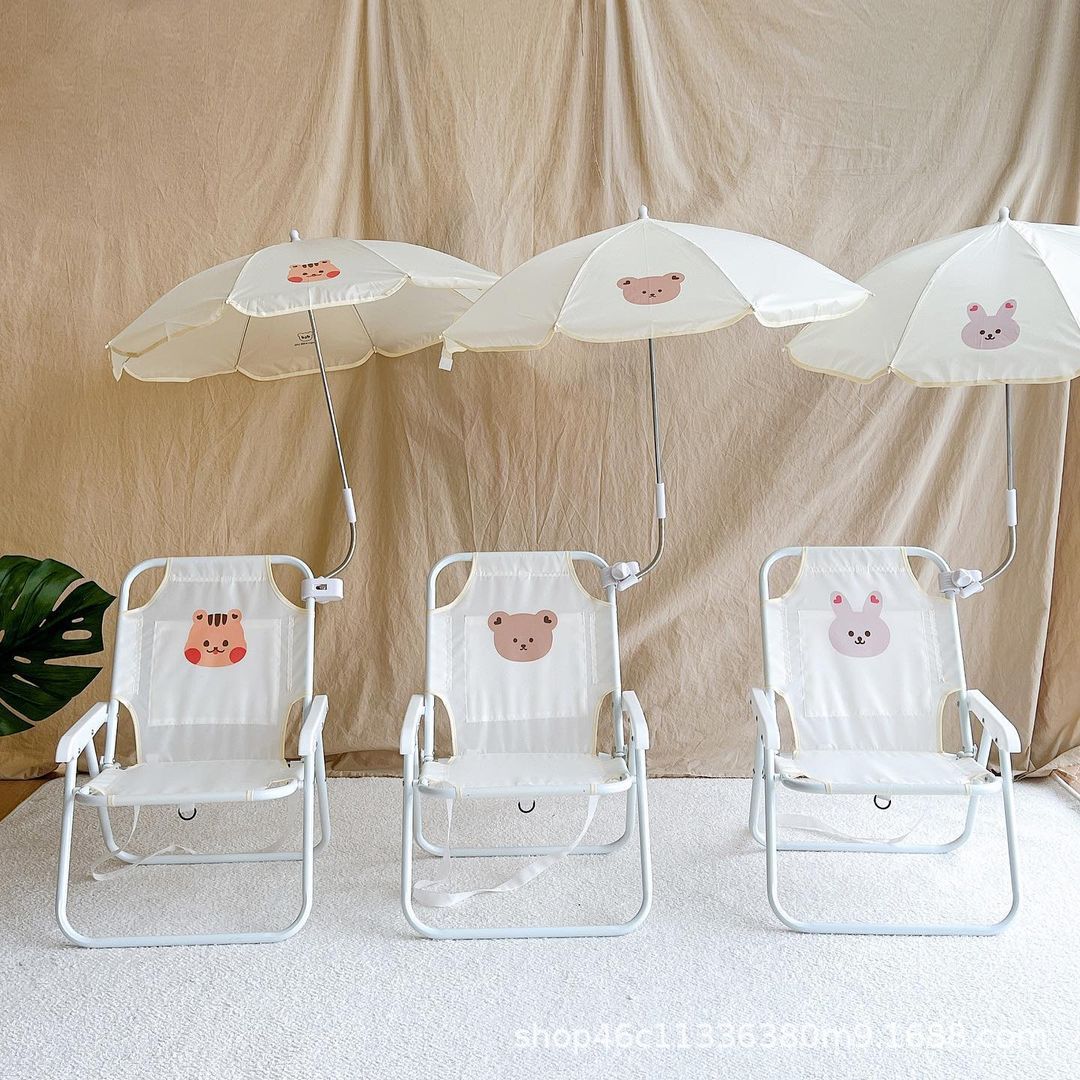 ins韩国新款儿童户外沙滩椅露营休闲便携折叠户外遮阳伞椅子套装