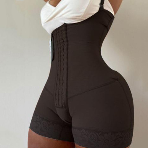Cross-border foreign trade four-row button shapewear bodysuit Fajas Colombianas Tummy Control thick mesh fabric