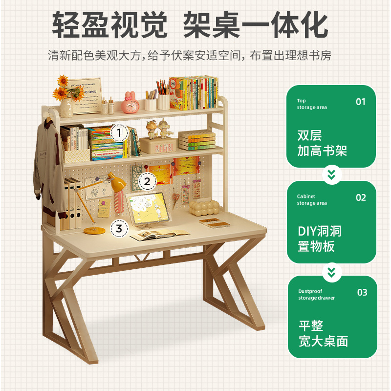 Comodador en un dormitorio simple mesa de maquillaje moderna escritorio de escritorio de computadora para estudiantes con estante de almacenamiento agujero