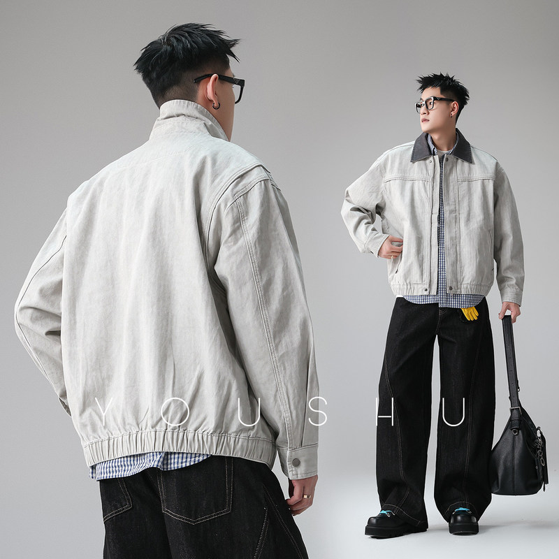 American retro multi-panel plaid lapel jacket for men, 2026 autumn new style, tailored silhouette, trendy outerwear