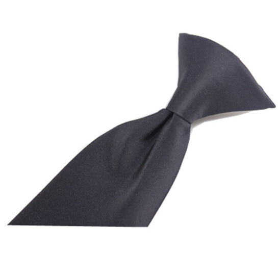 Black button polyester tie business easy pull lazy solid color tie wholesale iron buckle tie