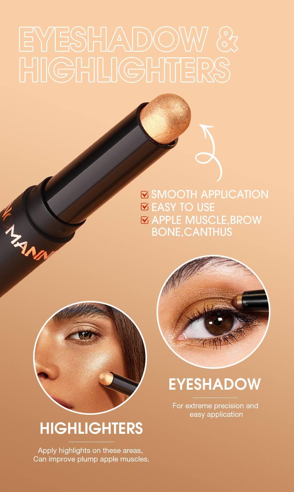 LANGMANNI's new eyeshadow stick, a single bestseller, is a fashionable eyeshadow stick for eyelash blending Application Scenario