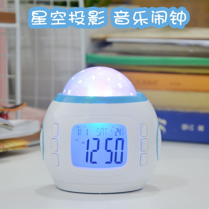 Красочные музыкальные часы со звездным небом, студенческие детские будильники, атмосферные световые проекционные часы, электронный будильник с ленивым повтором, подарок