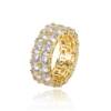 Accessory hip-hop style, zirconium, fashionable ring with stone, European style, diamond encrusted, 750 sample gold, wholesale