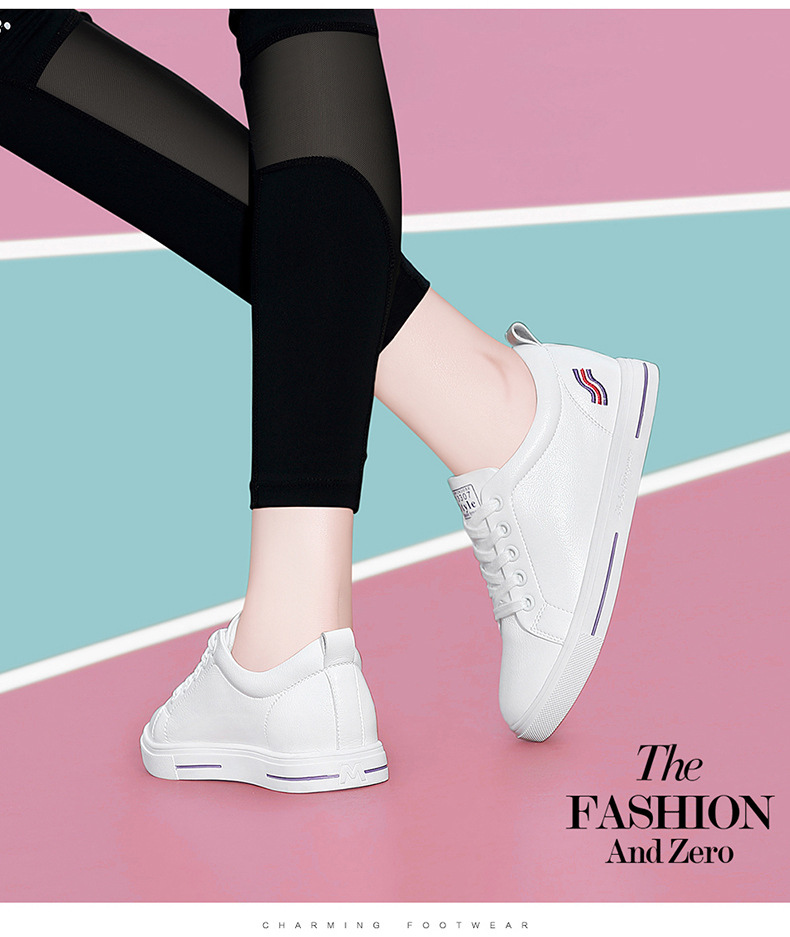 Giày sneaker nữ da bò mềm trắng đế bằng mỏng mới xuân hè 2024 — 58219 Màu Trắng Gót Cao 3cm Lưới Kiểu DH, 9271 trắng tím gót cao 2.2cm GQ, 58219m Màu Xám Chiều Cao Gót 3cm Lưới Kiểu DH, Chiều cao gót vàng trắng 9160 2.7cm GQ chi tiết 6