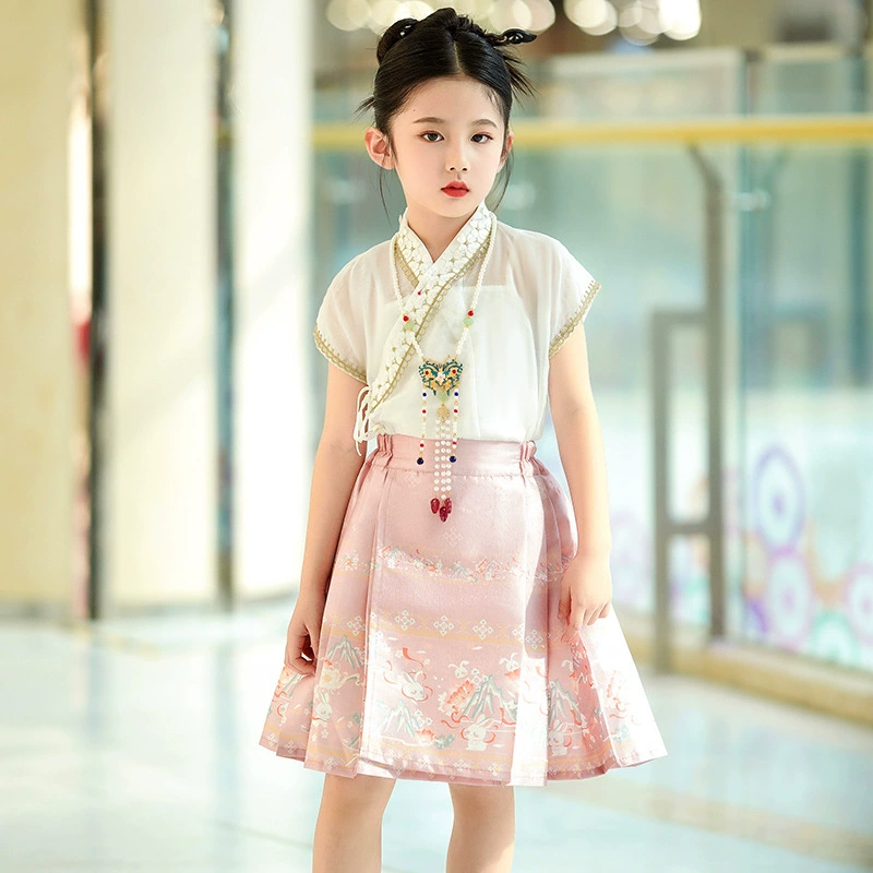 Children's summer suit, skirt, Hanfu, Chinese style