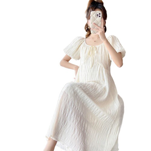 Maternity dress with short sleeves, mid-length, belly cover, suitable for wearing outside, fashionable summer, thin version, 2024 new design for pregnant women