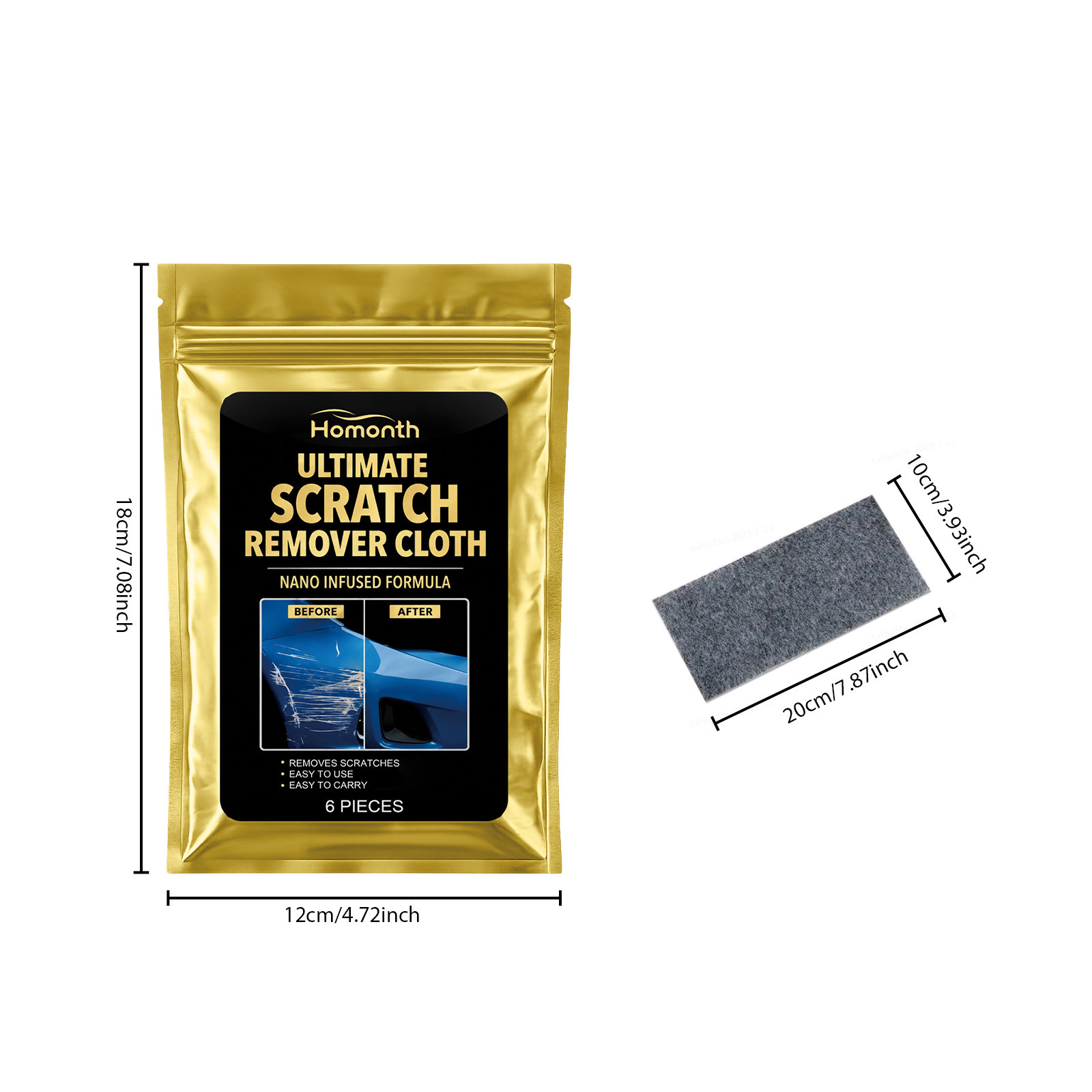 Homonth Car Scratch Care Cloth, Paint and Glass Surface Scratch Cleaning Cloth, Easy to Carry and Portable