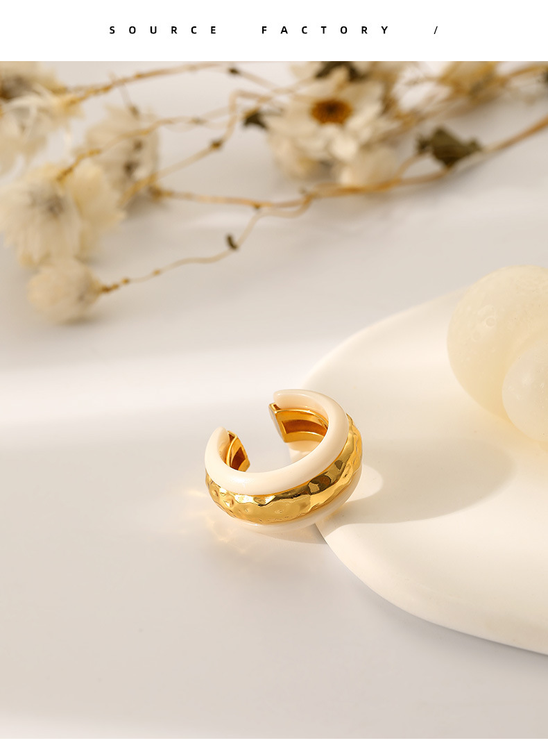 Fashion Color Block Arylic Copper Plating Open Ring 1 Piece