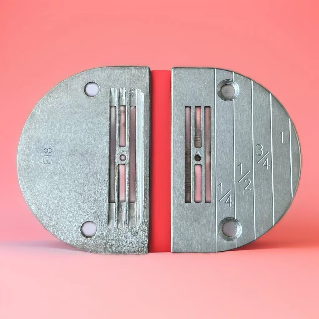 平车针板 工业缝纫机E型针板 E18全钢加硬带刻线厚薄料针板孔