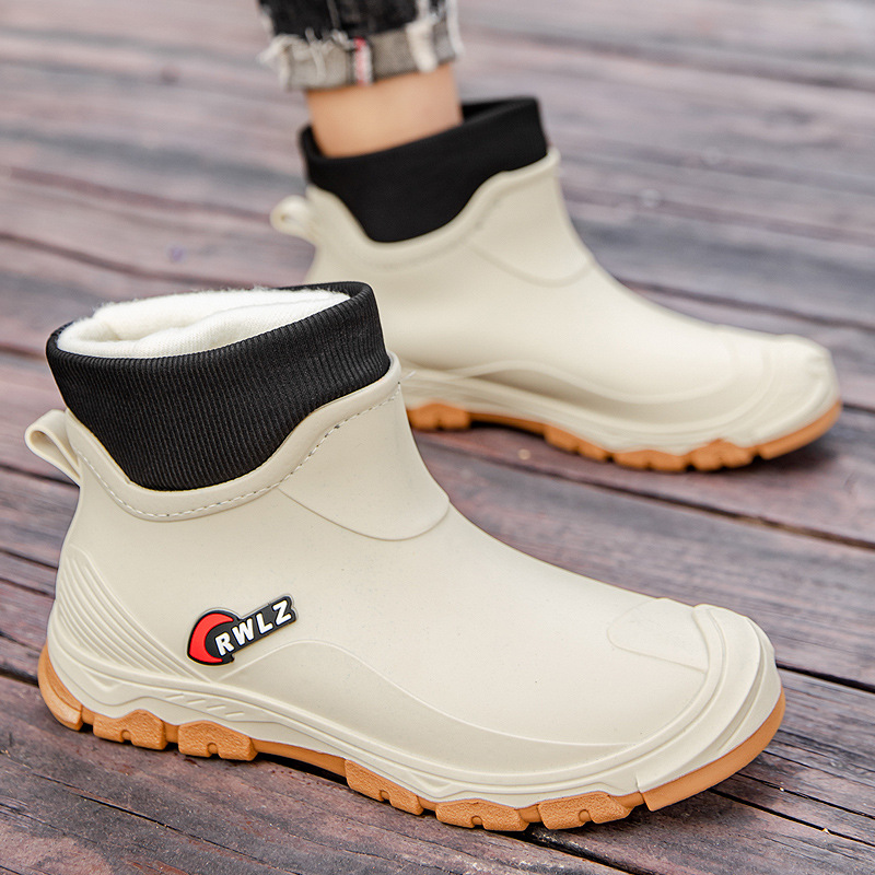 Fixed velvet fashionable rain boots for men