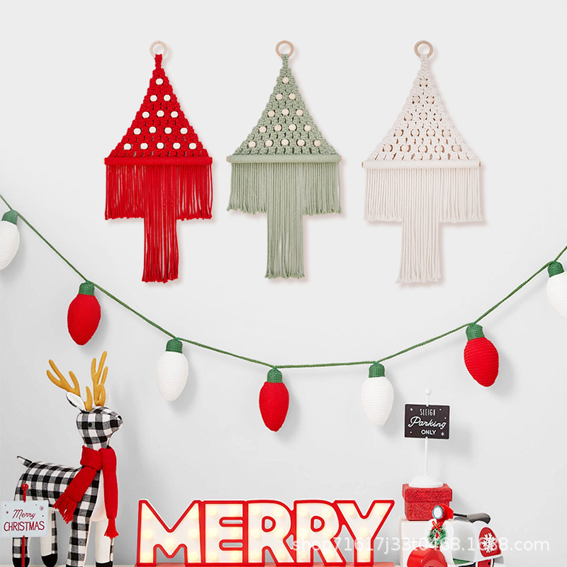 Christmas tree DIY Kit 手工棉绳编制圣诞树材料装饰跨境|undefined