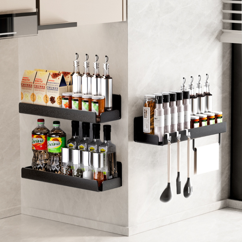 Estante de cocina Estante de condimentos Estante de almacenamiento de acero inoxidable en la pared