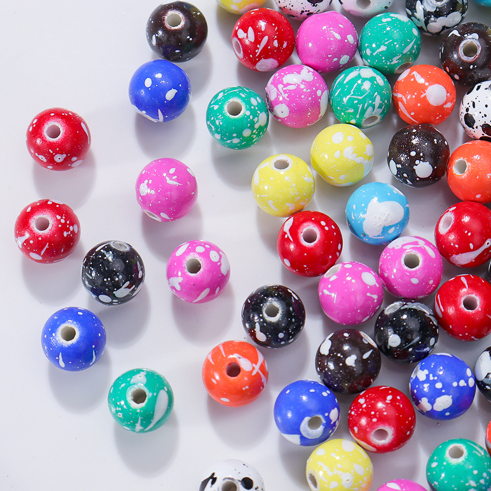 10mm Personalized Splash Ink Oil Painting Graffiti Beads DIY Handmade Beads Loose Beads Pen Mobile Phone Chain Jewelry Accessories