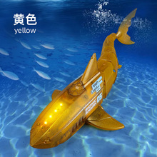 新款现货遥控鲨鱼灯光透明灰金绿充电电动船儿童玩具厂家直销批发