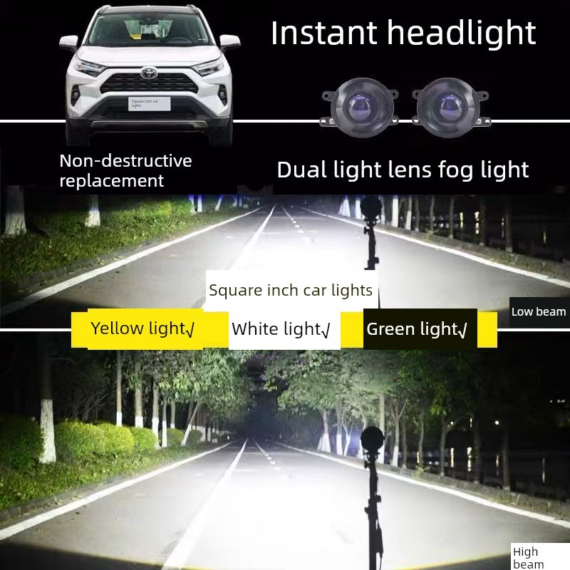 适用丰田新旧款汉兰达RAV4荣放改装LED双光透镜前雾灯大灯泡总成