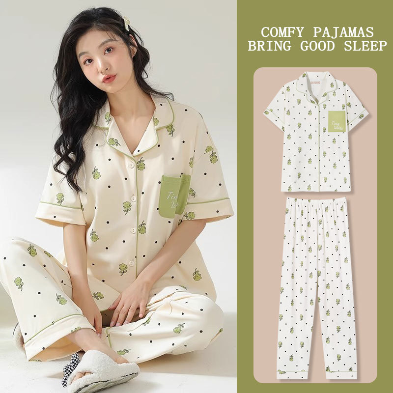 D.M-147 Short-length dot flower cardigan
