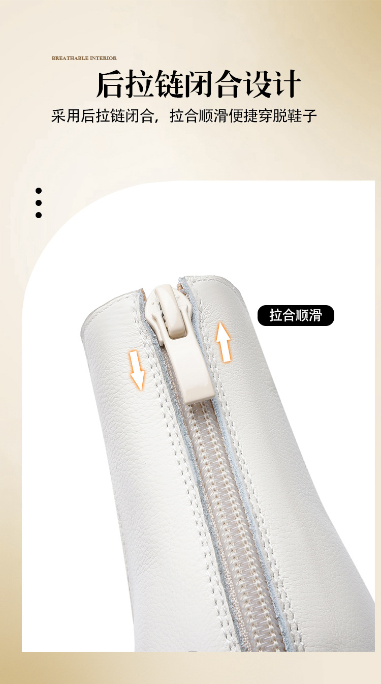Sandal da thật quai chữ V đế dày mềm mại cho nữ — Màu đen chi tiết 9