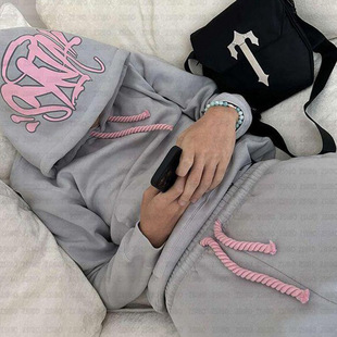 Spring Fashion Trendy Brand Printed Loose Sweatshirt Y2K Hip-Hop Street Wear Men's and Women's Pullover Casual Suit