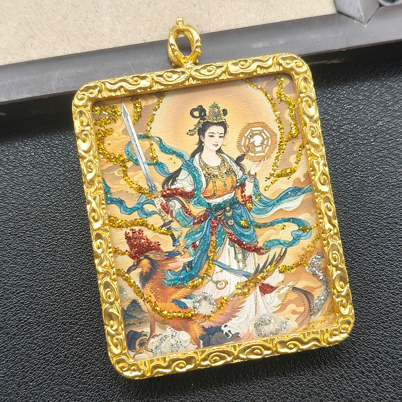 道家龙虎山唐卡吊坠手绘彩金砂泰山奶奶雷祖挂件九天玄女娘娘批发|undefined