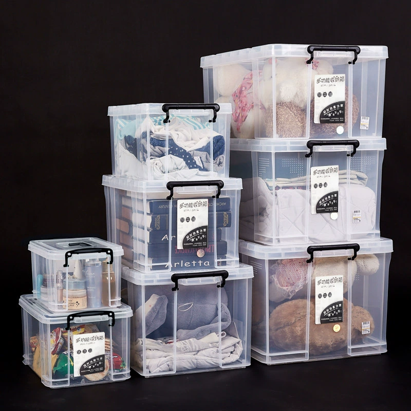 Plastic transparent extra large big handheld storage box, increased thickness