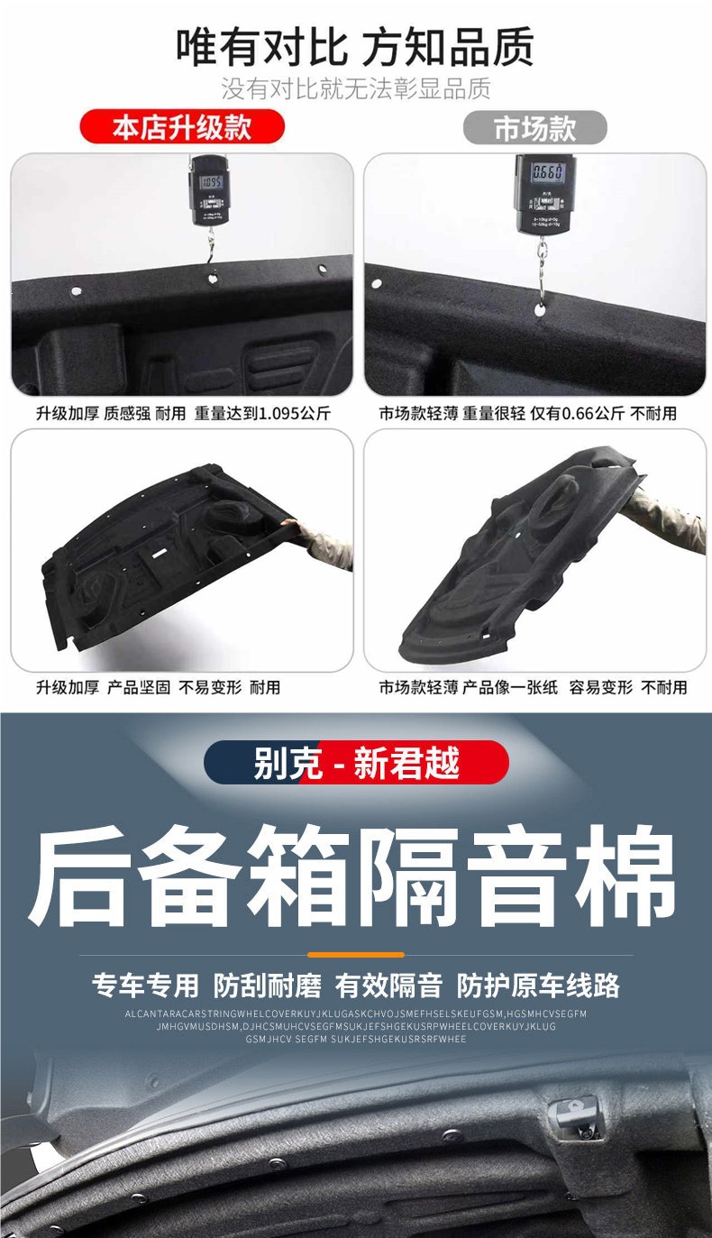 Suitable for Buick 23-26 models of the LaCrosse, trunk soundproofing cotton interior modification, thickened insulation cotton, trunk partition pad