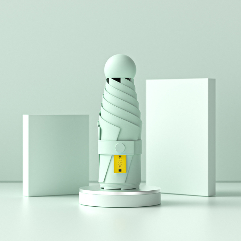 라이트 그린 [6본 파라솔 + 자외선 차단제 블랙 글루] 캡슐 우산