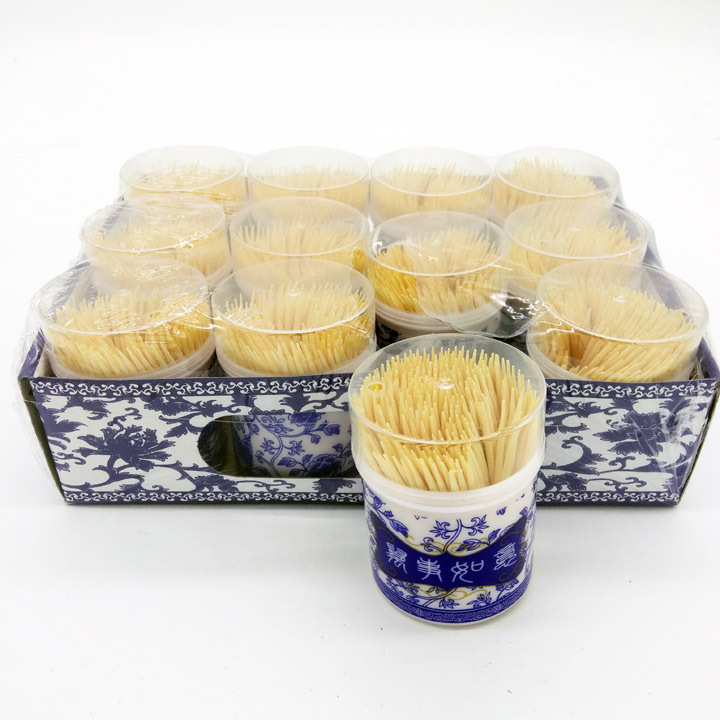 青花瓷盒装竹牙签双头签酒店餐馆餐厅饭店一次性竹制牙签批发