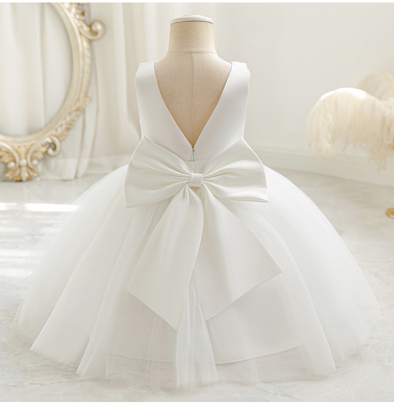 Robe de princesse en maille pour bébé fille avec nœud et col v_voghion.com