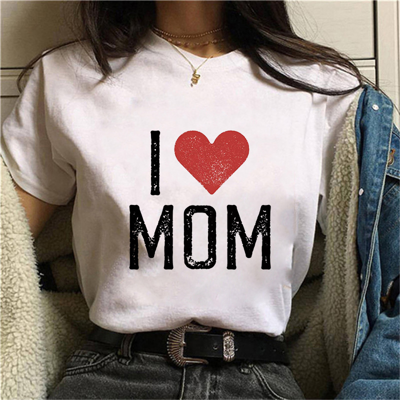 wishebay New European and American Cross-border Foreign Trade Mother's Day Love Letter Printed T-shirt AliExpress