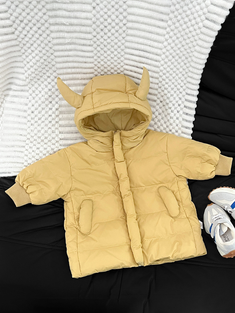 Ropa infantil para niños 2025 nuevo bebé medio largo chaqueta blanca para niños chaqueta de invierno ropa de calle frita