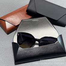 皮质高级眼镜盒 简约复古包子手工老牛皮近视墨镜收纳盒 可印LOGO