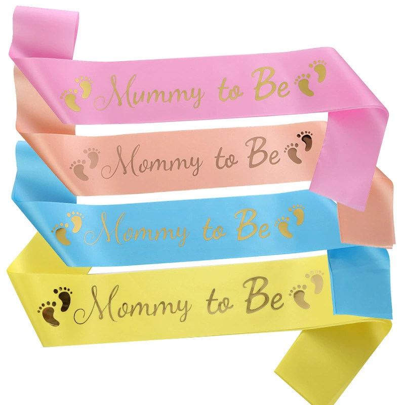 [跨境欧美迎婴派对准妈妈绶带礼仪带 Mommy to be烫金腰带脚印肩带]