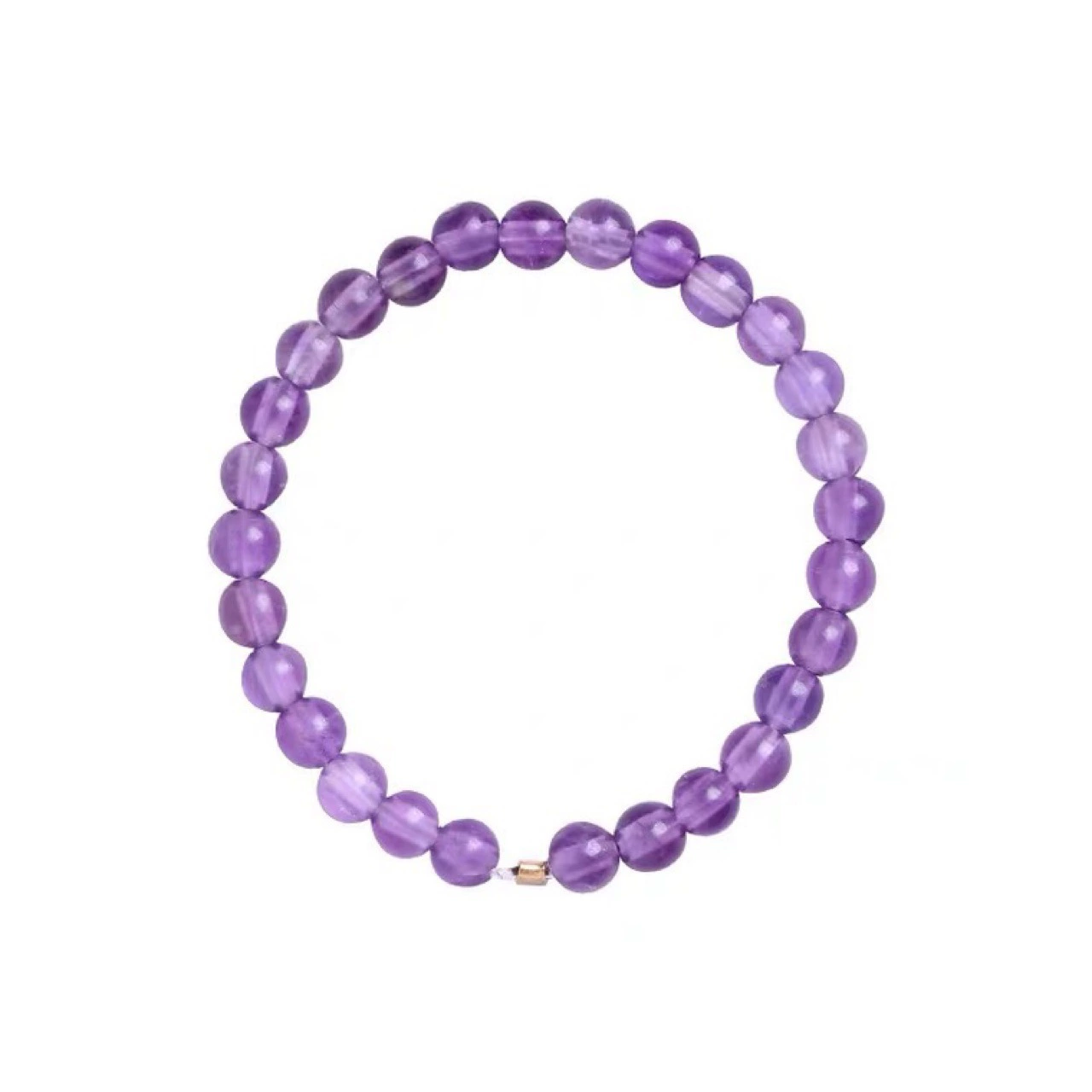 Organic small design crystal bracelet with amethyst, retro ring, 2mm, light luxury style