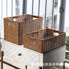 新款编织收纳筐家居柜橱衣物杂物整理篮多规格零食水果篮脏衣篮